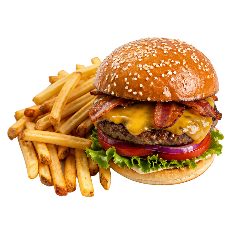 Cheeseburger with fries